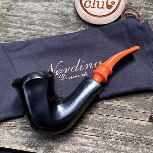Erik Nording Smooth Black Orange Freehand Briar Tobacco Pipe Made in Denmark NEW