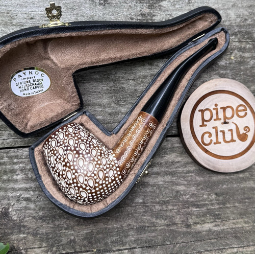 Block Meerschaum  Antique Lattice Finish Bent Pipe by Paykoc