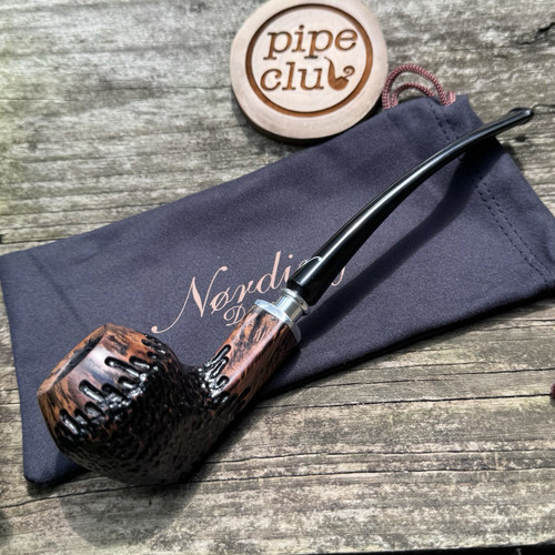 Erik Nording Churchwarden Spigot Partially Rusticated Briar Tobacco Pipe NEW