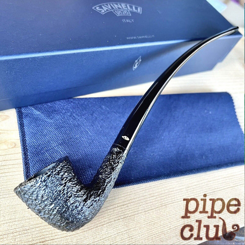 Savinelli Churchwarden BLACK Rusticated Bent Dublin (921) Pipe - New