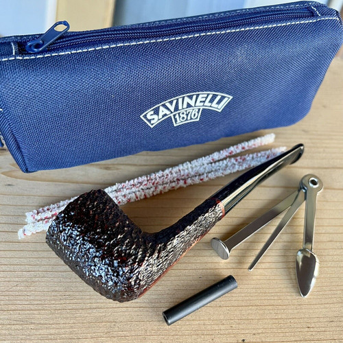 Savinelli One Starter Kit Rusticated Zulu (404) 6mm Filter Pipe w/ Case