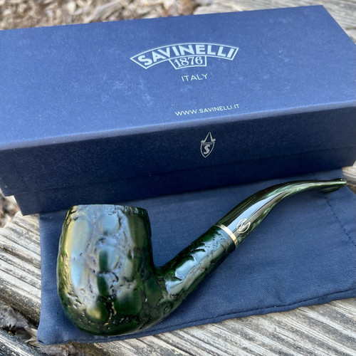 Savinelli Alligator Green Bent Billiard (606 KS) 6mm Filter Pipe