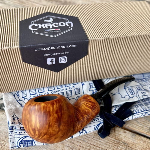 Chacom Reverse Calabash Orange Smooth Briar Tobacco Pipe France - New