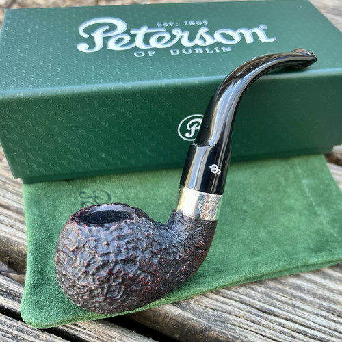 Peterson Sherlock Holmes SANDBLASTED Lestrade P-Lip Pipe Sterling - New