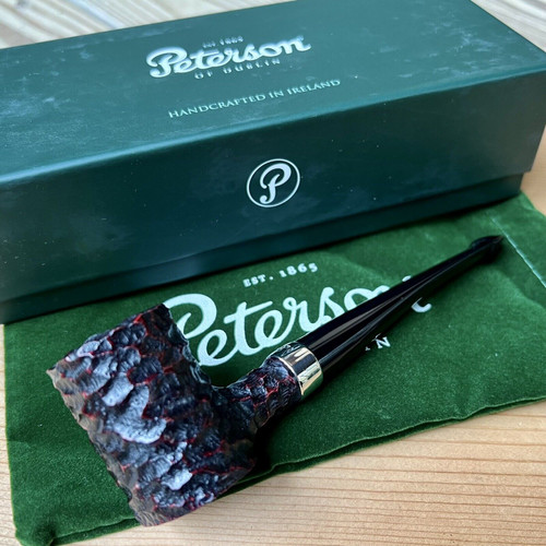 Peterson Speciality Rusticated Nickel Mounted Tankard P-Lip Tobacco Pipe - New