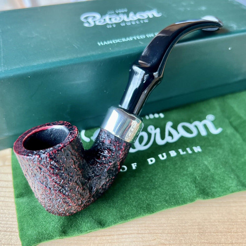 Peterson System Standard Sandblasted Bent Billiard (313) P-Lip Tobacco Pipe New