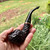 Peterson Emerald Rusticated Bent Rhodesian (999) P-Lip Tobacco Pipe - New