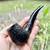 Rossi Mezzanotte 8628 Black Rusticated Bent Brandy 6mm Filter Pipe by Savinelli