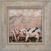 Piglets on Pink Grey glass framed		