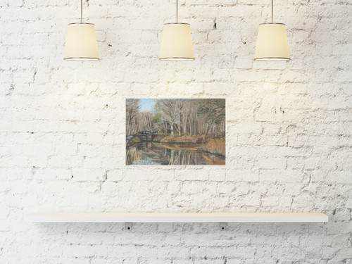 Surrey art, artist painting, canal lock Basingstoke canal