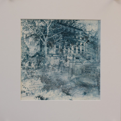 Trafalgar Square with Bus - Blue Black