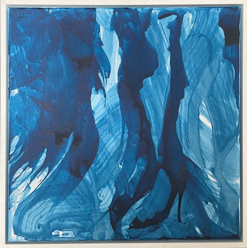 Dancing Shoes: Blue Black Ink Flow Triptych