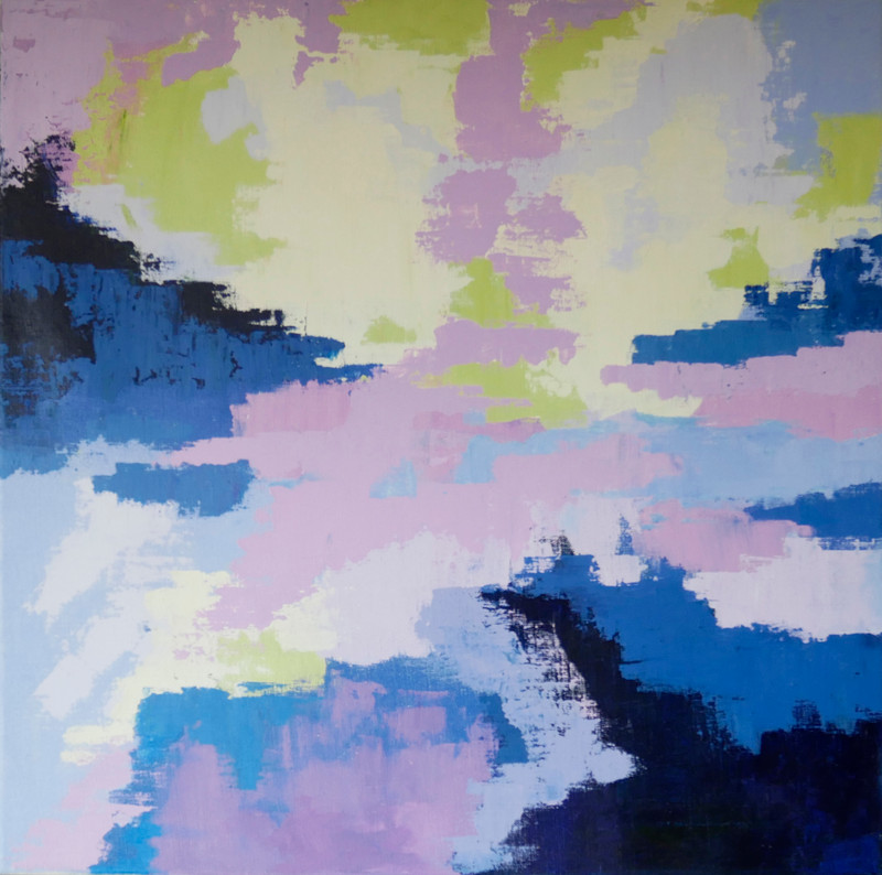 Lilac, Blue and Lime Abstract