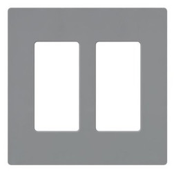 LUTRON TWO GANG SCREW LESS CLARO WALLPLATE GRAY CW-2-GR