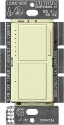 LUTRON MAESTRO STYLE DUAL SINGLE POLE 300 W/300 W DIMMERS ALMOND MA-L3L3-AL