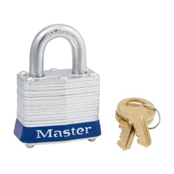 Master Lock Blue Laminated Steel 4 Pin Tumbler Padlock Hardened Steel Shackle