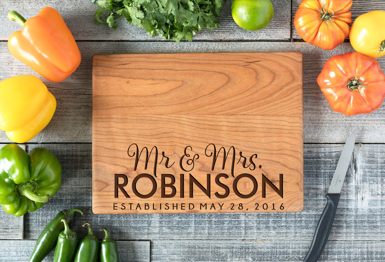 Cherry Personalized Cutting Board ~ Mr. Mrs. Bottom Name