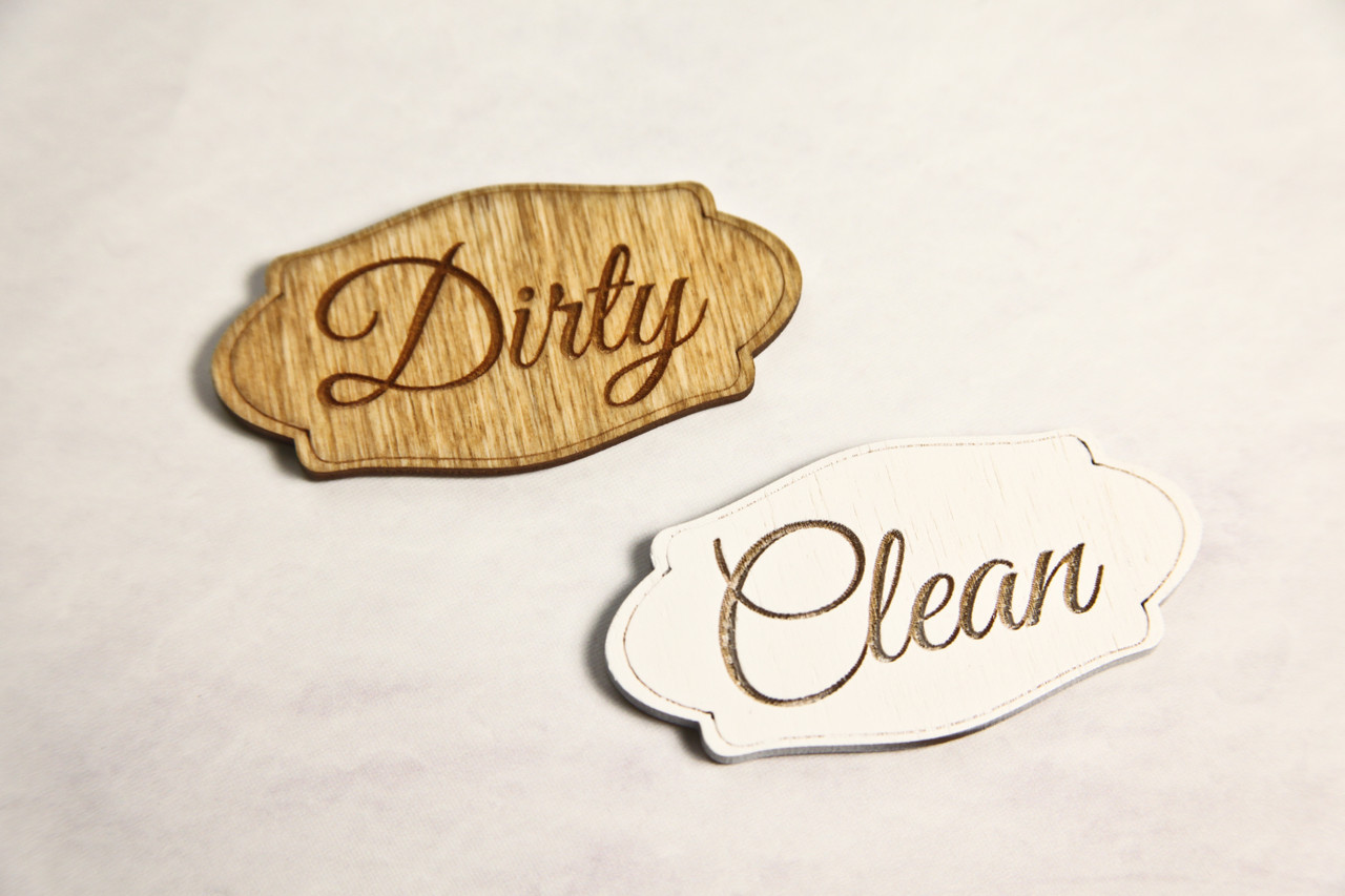 Engraved Dirty & Clean Dishwasher Magnet Set