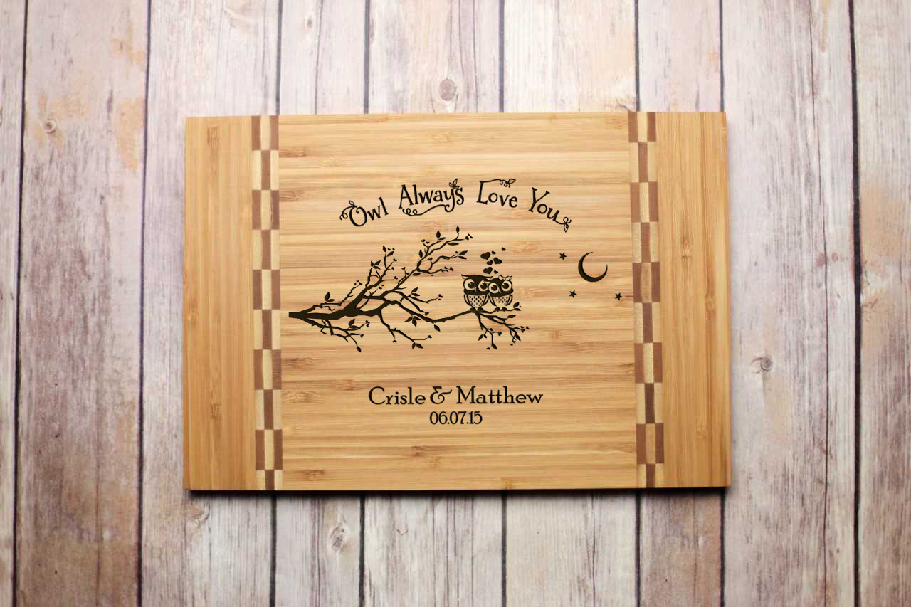 Inlay Personalized Cutting Board - Owl Always Love You