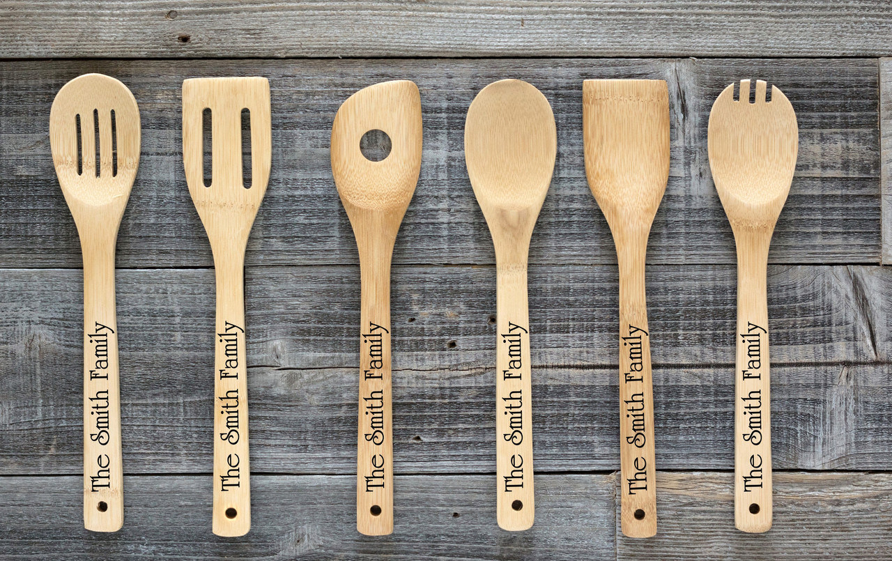 Kitchen Expressions Personalized Beechwood Utensils- 4pc Set