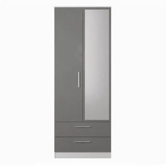 Contrast 2ft6in 2 Drawer Mirror Wardrobe in Dusk Grey & White - CTR062DGWM (1).jpg