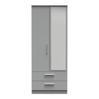 Contrast 2ft6in 2 Drawer Mirror Wardrobe in Dusk Grey - CTR062DGDG (1).jpg