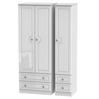 Pembroke Tall Triple 2 Drawer + Drawer Wardrobe in White Gloss - PEM161WGWM.jpg