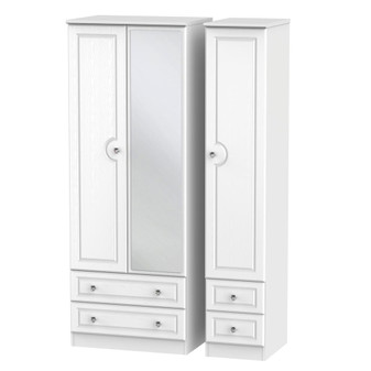 Crystal Tall Triple 2 Drawer Mirror + Drawer Wardrobe in White Ash - CRY162WAWM.jpg