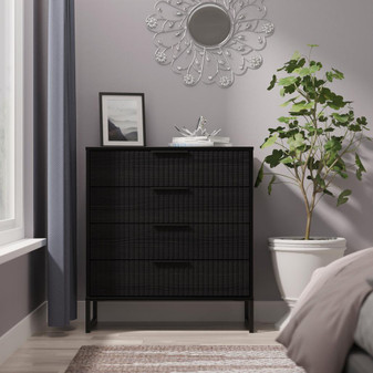 Fluted (Black Sleigh Legs) 4 Drawer Chest in Black Ash - FUG011BABA (0).jpg