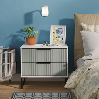 Fluted (Black Sleigh Legs) 2 Drawer Midi Chest in Duck & White Matt - FUG009DKWM (0).jpg