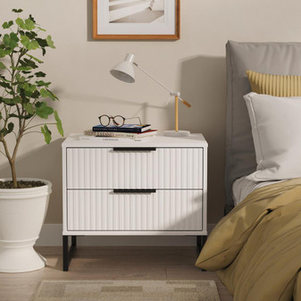 Fluted (Black Sleigh Legs) 2 Drawer Midi Chest in White Matt - FUG009WMWM (0).jpg