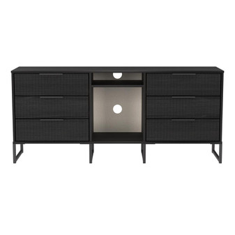 Fluted (Black Sleigh Legs) 6 Drawer TV Unit with legs in Black Ash - FUG247BABA (1).jpg