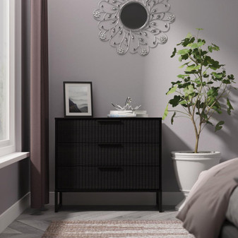 Fluted (Black Sleigh Legs) 3 Drawer Chest in Black Ash - FUG010BABA (0).jpg