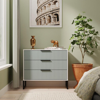 Fluted (Black Sleigh Legs) 3 Drawer Chest in Duck & White Matt - FUG010DKWM (0).jpg