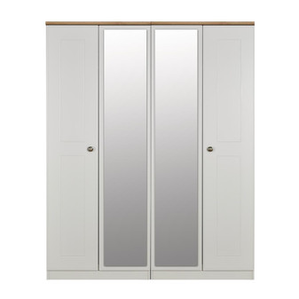Victoria Quad Wardrobe (4 door / 2 mirror) in Grey Matt with Riviera Oak Top - VIC257GMRO.jpg