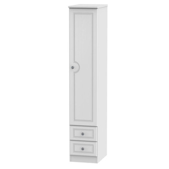 Pembroke Tall Single 2 Drawer Wardrobe in White Matt - PEM091WMWM.jpg