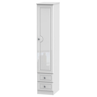 Pembroke Tall Single 2 Drawer Wardrobe in White Gloss - PEM091WGWM.jpg