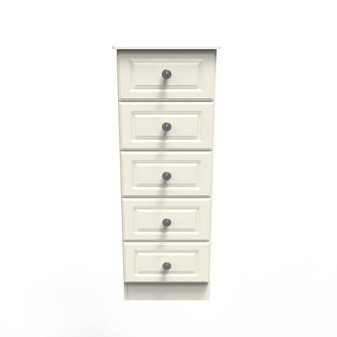Pembroke 5 Drawer Bedside Cabinet in Cream Matt - PEM003CMCM (1).jpg