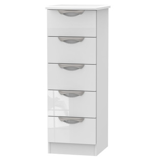 Camden 5 Drawer Bedside Cabinet in White Gloss & White - CAM003WGWM.jpg