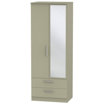 Contrast Tall 2 Drawer Mirrored Wardrobe in Mushroom Matt - CTR082MMMM.jpg