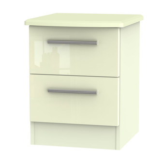Knightsbridge 2 Drawer Bedside Cabinet in Cream Gloss & Cream - KNI005CGCM.jpg