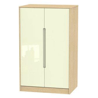 Monaco 2ft6in Plain Midi Wardrobe in Cream Gloss & Light Oak - MON058CGLO.jpg