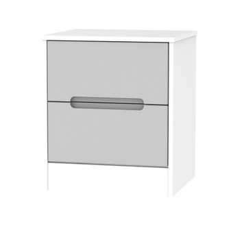 Monaco 2 Drawer Bedside Cabinet in Grey Matt & White - MON005GMWM.jpg