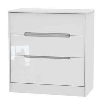 Monaco 3 Drawer Deep Chest in White Gloss & White - MON049WGWM.jpg