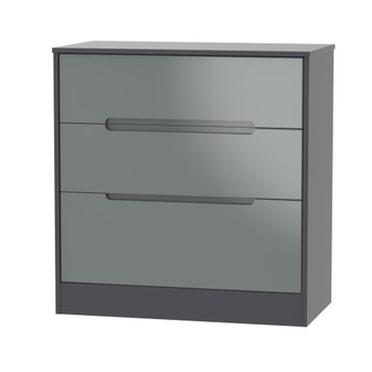 Monaco 3 Drawer Deep Chest in Grey Gloss & Graphite - MON049GGGB.jpg