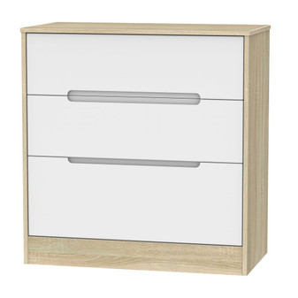 Monaco 3 Drawer Deep Chest in White Matt & Bardolino Oak - MON049WMBO.jpg