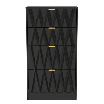 Las Vegas 4 Drawer Midi Deep Chest in Deep Black & Black Matt - LVF014DBBM (1).jpg