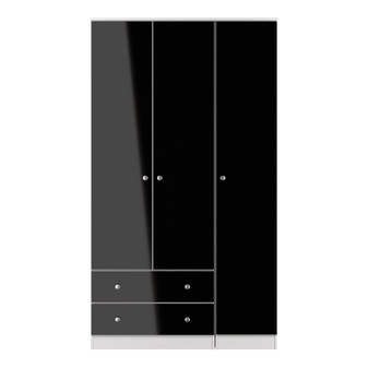 Yarmouth Tall Triple 2 Drawer Wardrobe in Black Gloss & White - YAR141BGWM (1).jpg