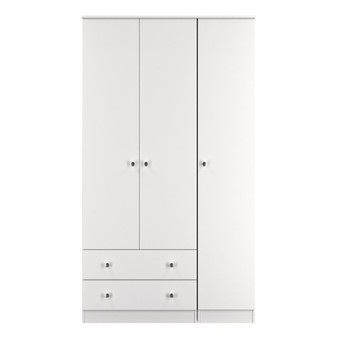 Yarmouth Tall Triple 2 Drawer Wardrobe in White Gloss & White - YAR141WGWM (1).jpg