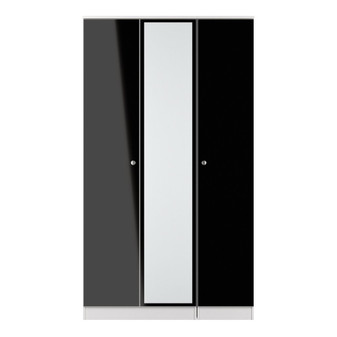 Yarmouth Tall Triple Mirrored Wardrobe in Black Gloss & White - YAR147BGWM (1).jpg